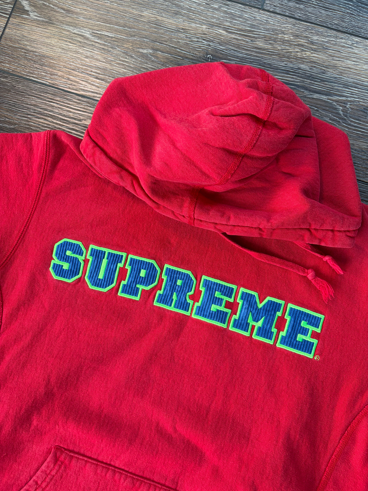 Supreme Cord Collegiate Logo Hoodie SS18 M